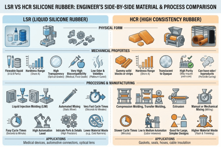LSR vs HCR Silicone Rubber: A Side-by-Side Material & Process Comparison for Engineers