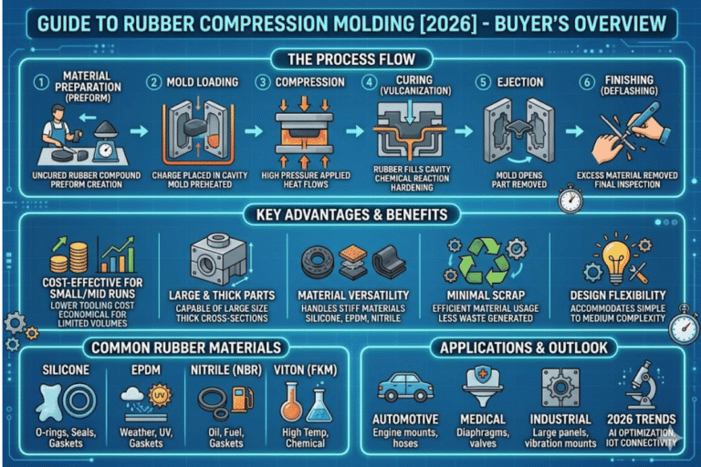 Rubber Compression Molding: Process, Tolerances & Cost (2026)