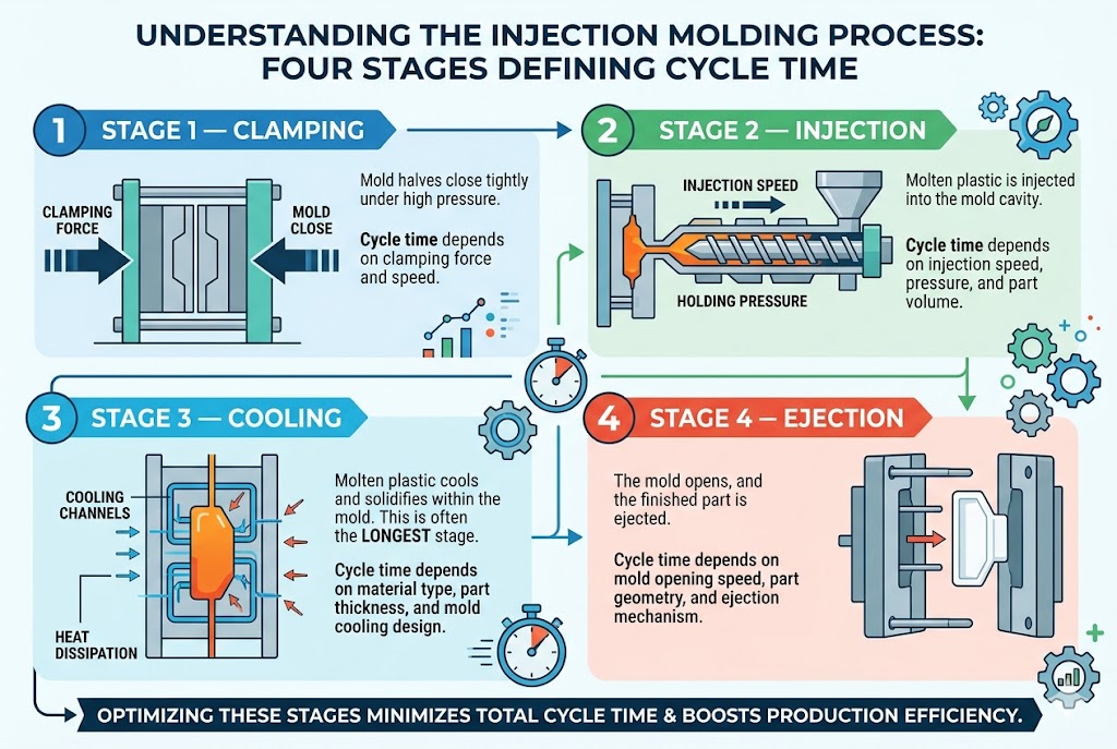 How the Injection Molding Process Works: Four Stages That Define Cycle Time
