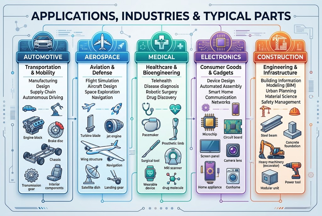 Applications, Industries & Typical Parts