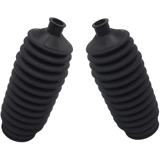 Convoluted rubber boots and bellows protecting cables and shafts