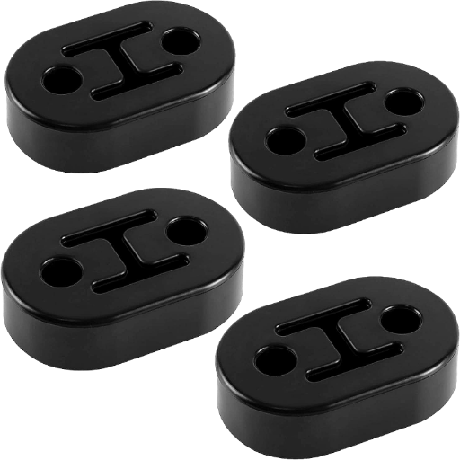 Rubber-bonded-to-metal muffler hangers and exhaust isolators