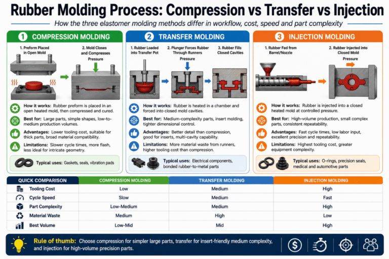 Rubber Molding Process: Compression vs Transfer vs Injection