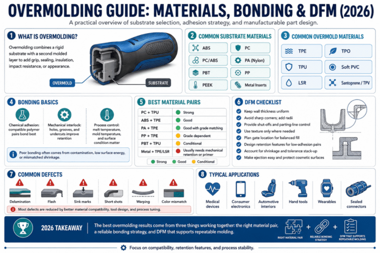 Overmolding Guide: Materials, Bonding & DFM (2026)