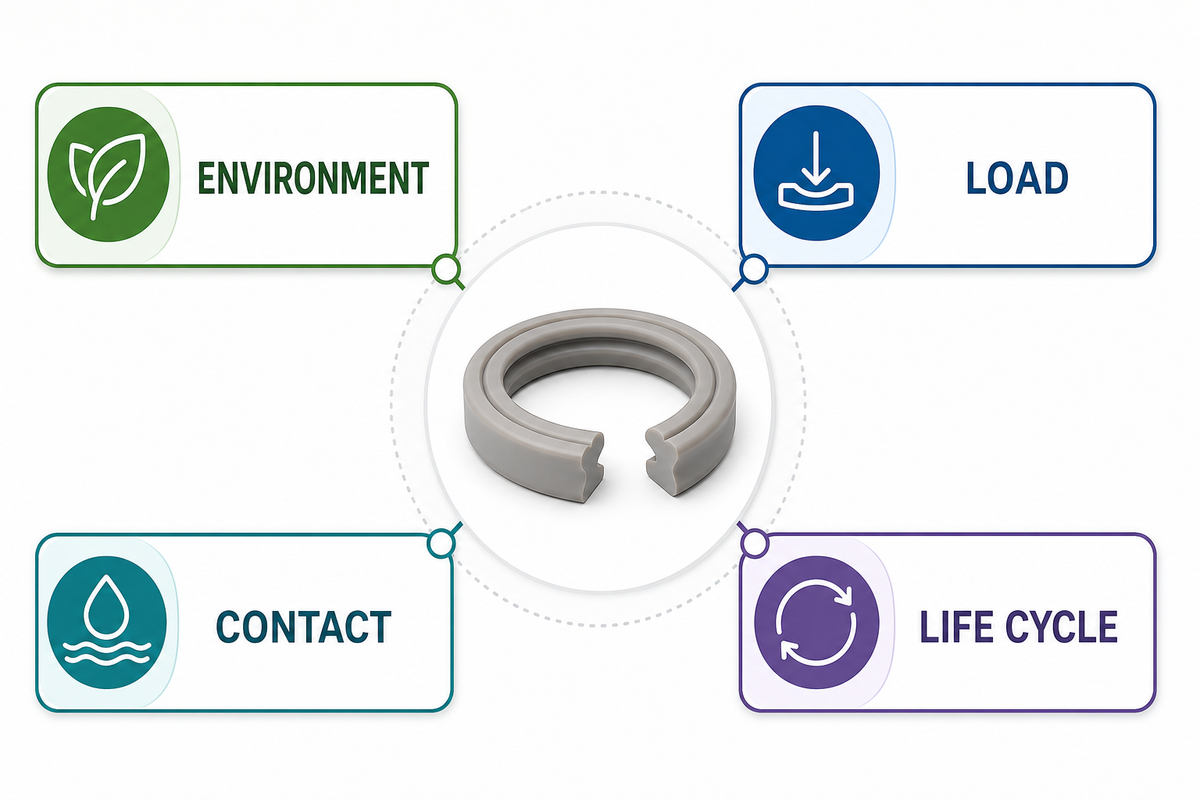 Service condition inputs for a custom silicone part specification.