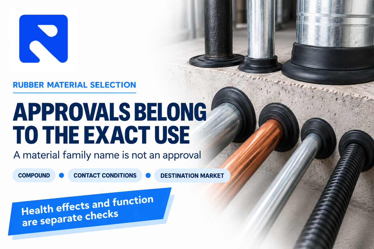 Match contact documentation to the exact compound and intended use, then qualify mechanical function separately