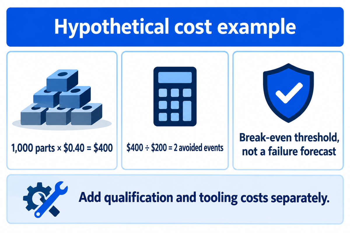Illustrative arithmetic shows two avoided replacements to recover a purchase premium; it does not predict reliability