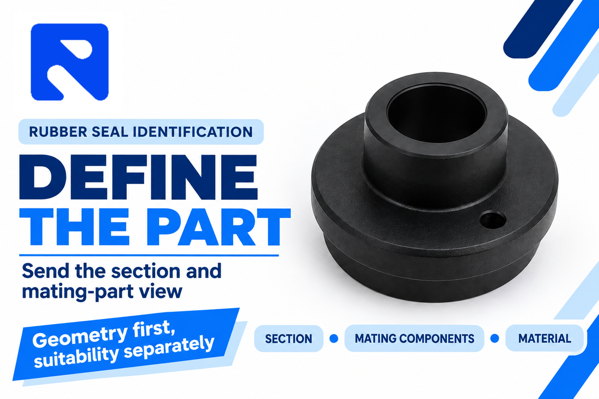 Molded rubber component with section, mating components and material as the required quotation inputs